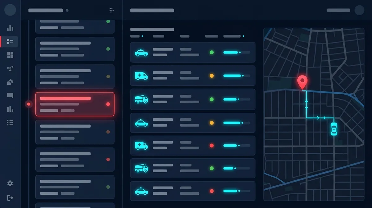 CAD console recommending the nearest available unit for an active incident